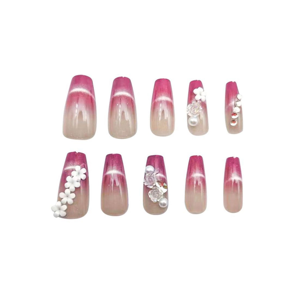 Inlaid With Small White Nail Pieces Dark Red