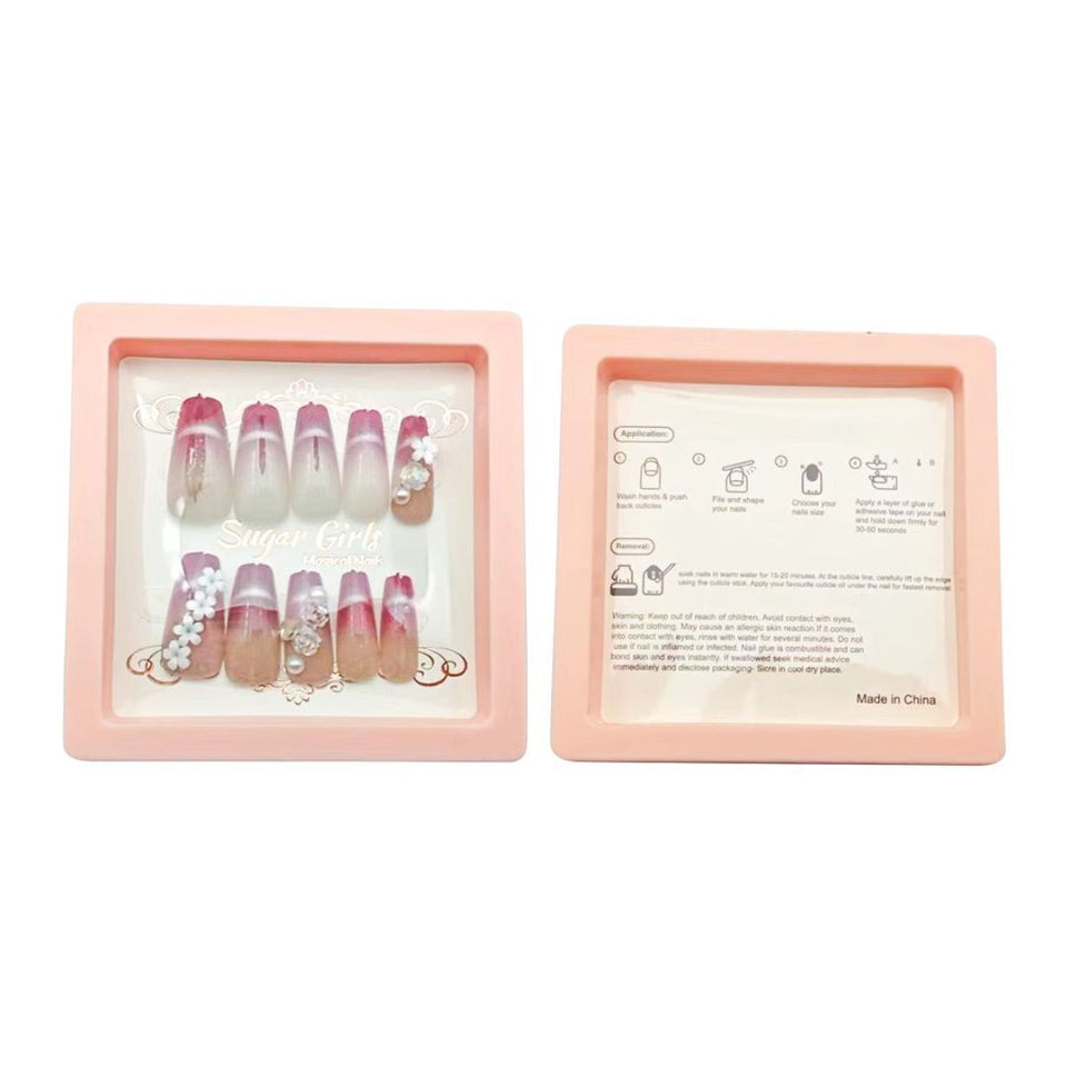 Inlaid With Small White Nail Pieces Dark Red