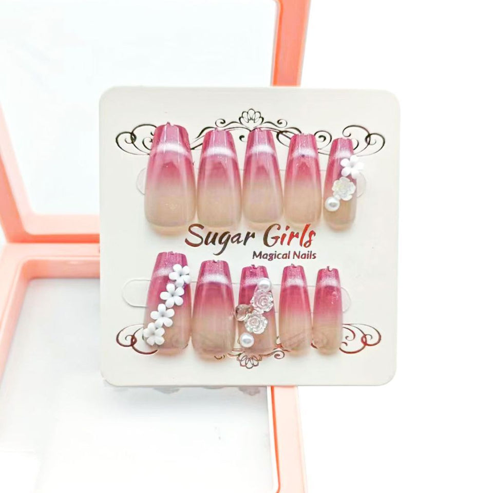 Inlaid With Small White Nail Pieces Dark Red