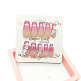 Inlaid With Small White Nail Pieces Dark Red