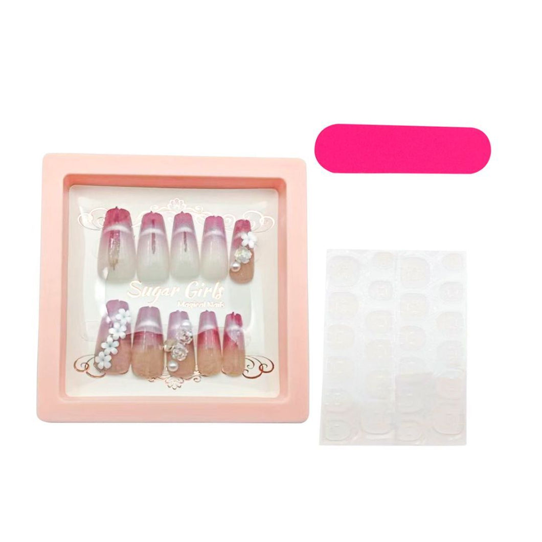 Inlaid With Small White Nail Pieces Dark Red