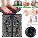 EMS Foot Massager Mat Electric Pad Blood Muscle Circulation Relief Pain LED USB
