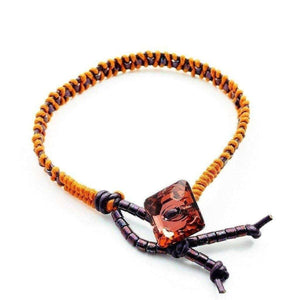 Orange Purple Leather Beaded Rattlesnake Tail Weave Bracelet
