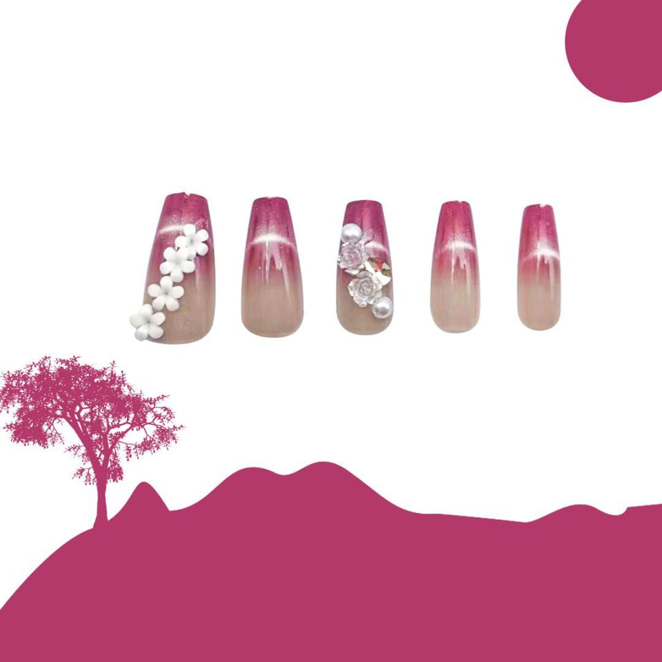 Inlaid With Small White Nail Pieces Dark Red